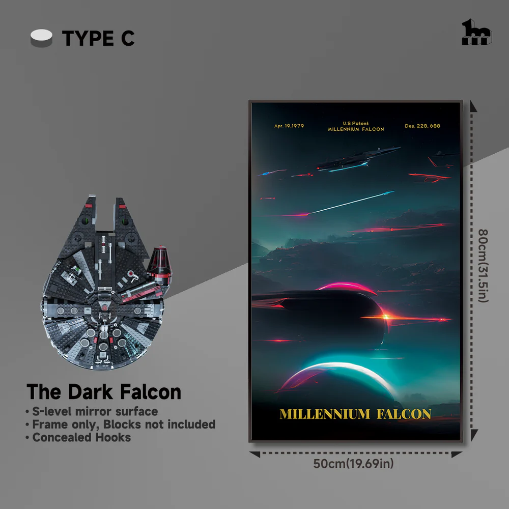 Display frame Base Style C Dark Millennium Falcon 75389