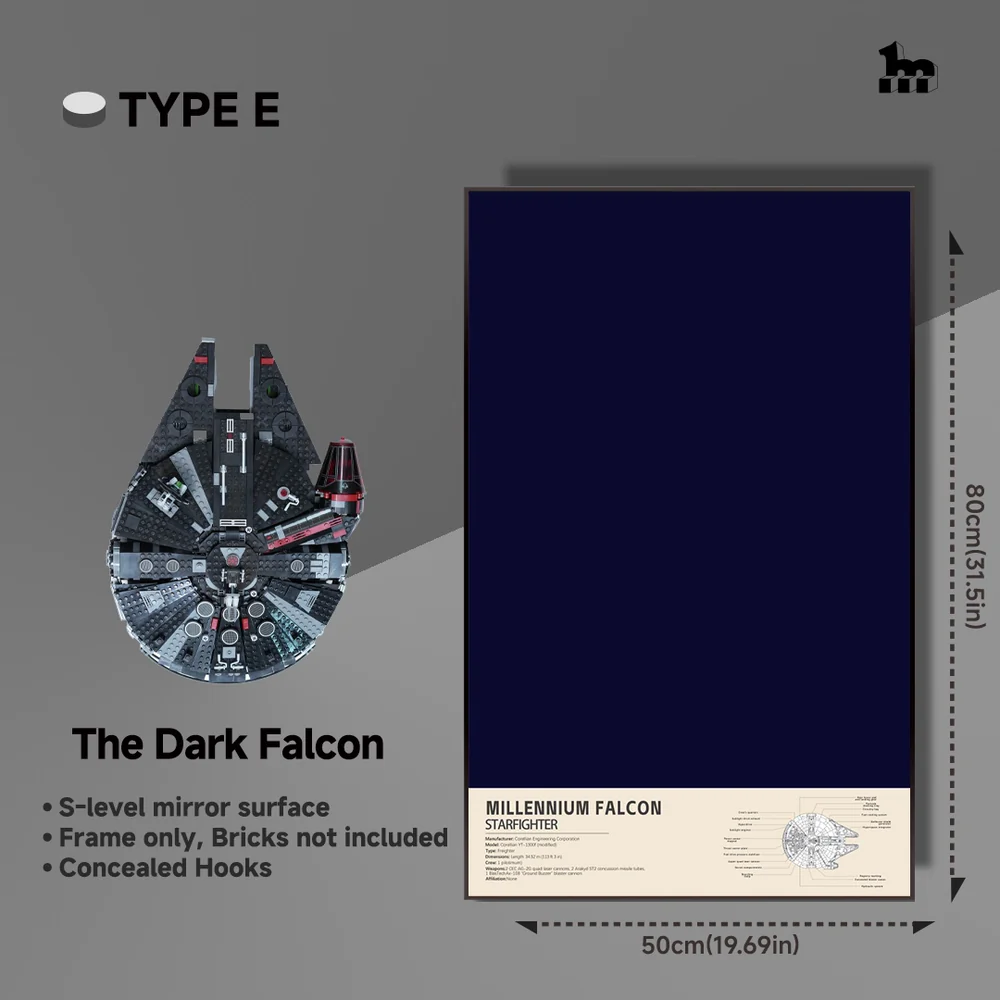 Display frame Base Style E Dark Millennium Falcon 75389