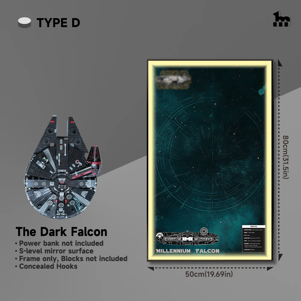 Display frame LED Style D Dark Millennium Falcon 75389