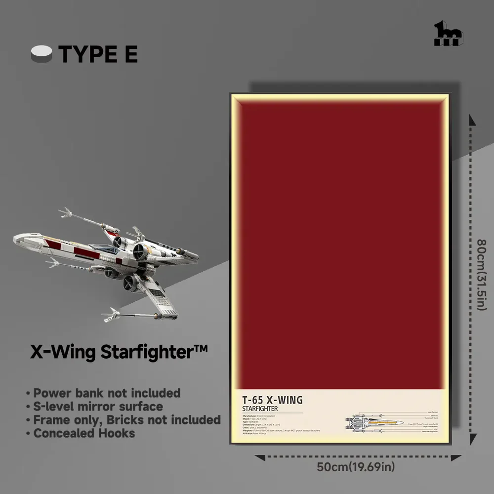 Display frame LED Style E X-Wing Starfighter 75355